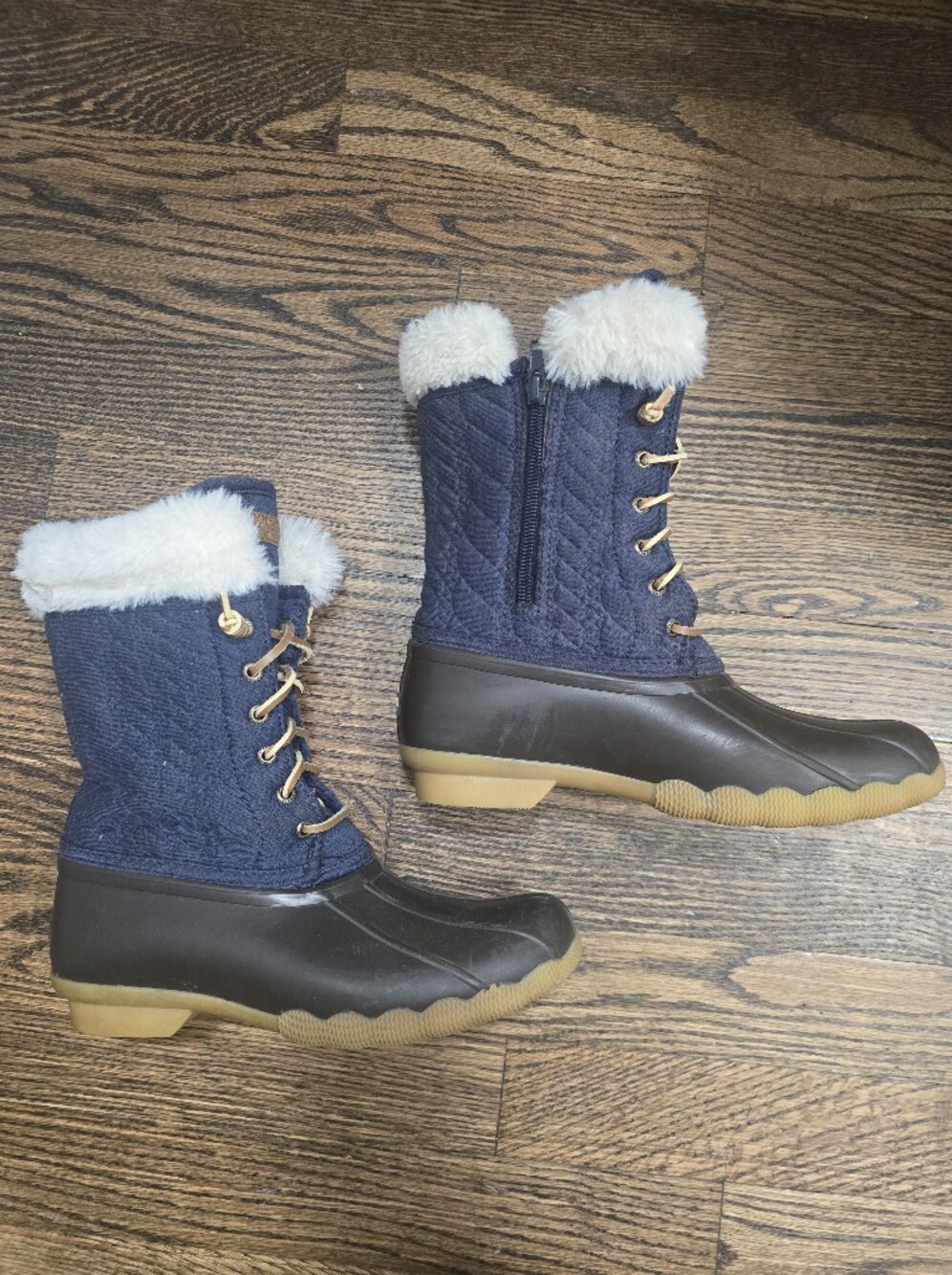 Sperry Top-Sider Saltwater Quilted Duck Boots Navy Girls 4 EU 36